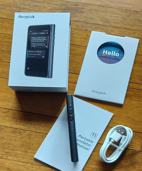 Timekettle Fluntalk T1 handheld translator boxed items
